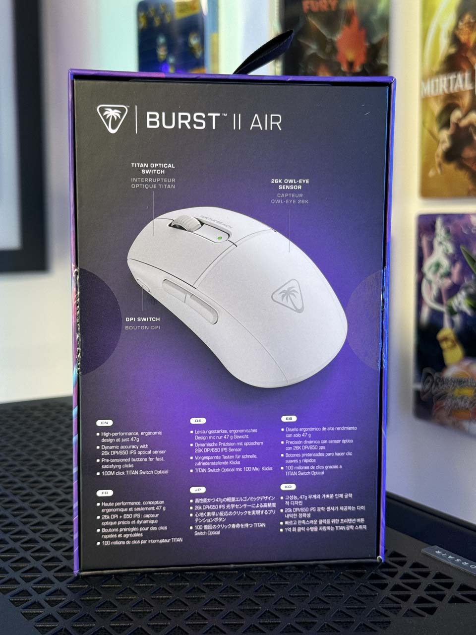 Toutes les informations sur la Turtle Beach Burst II Air sont au dos de la boîte