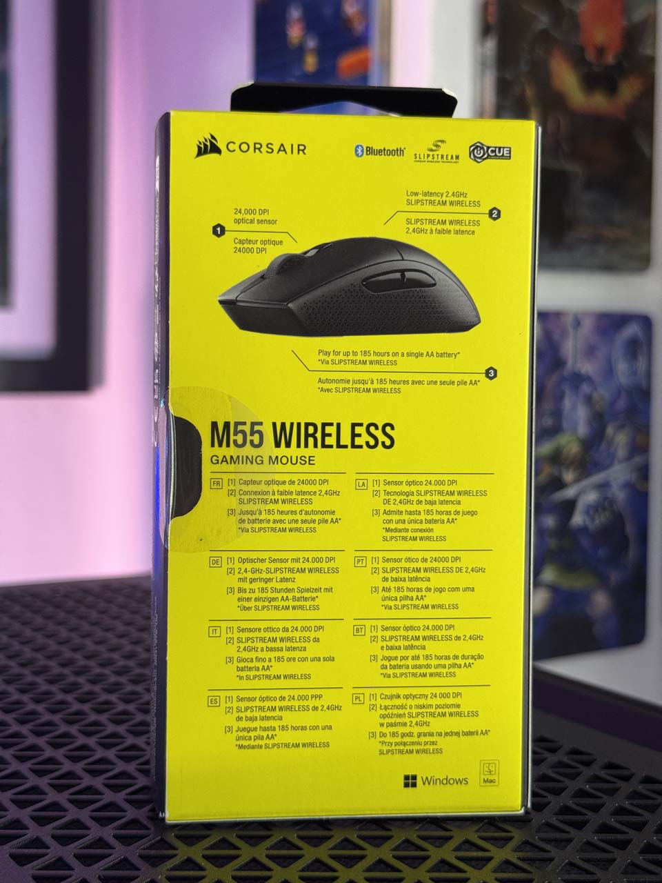 Arrière de la boite de la souris Corsair M55 Wireless