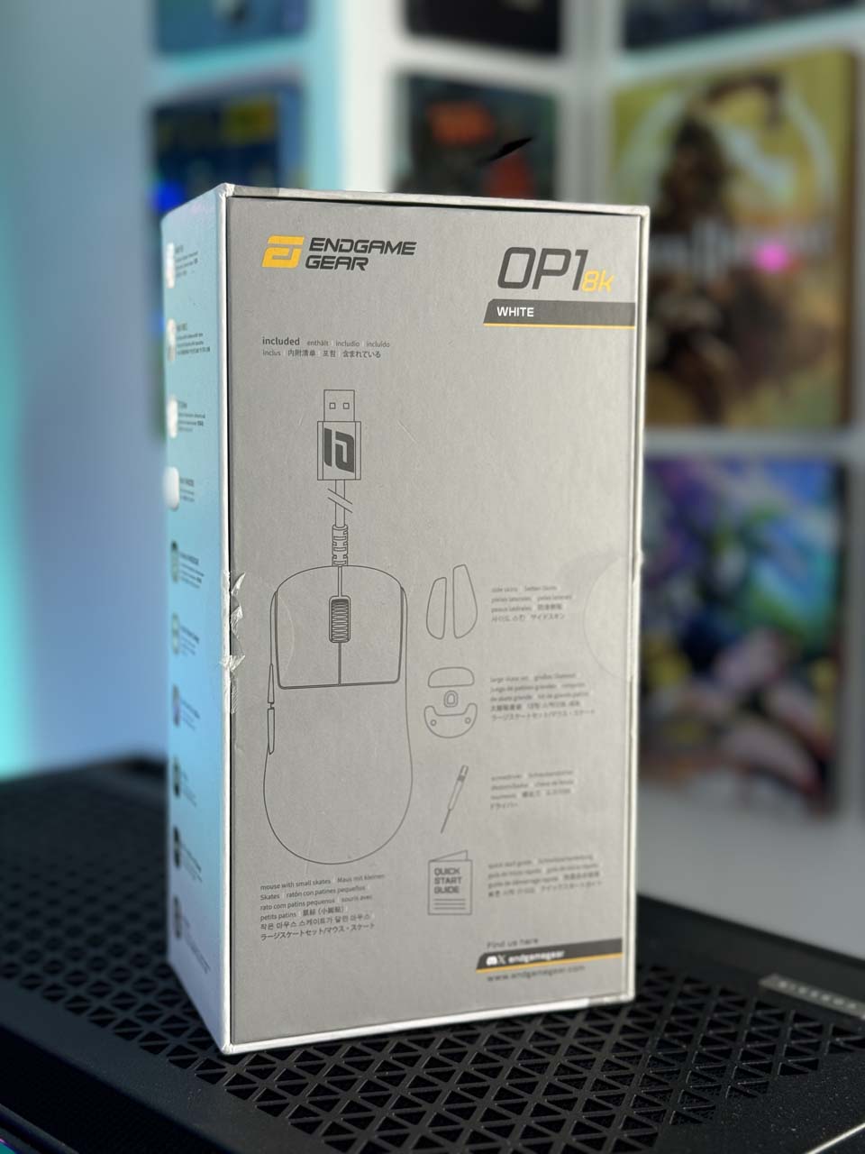 Arrière packaging souris Endgame Gear OP1 8K