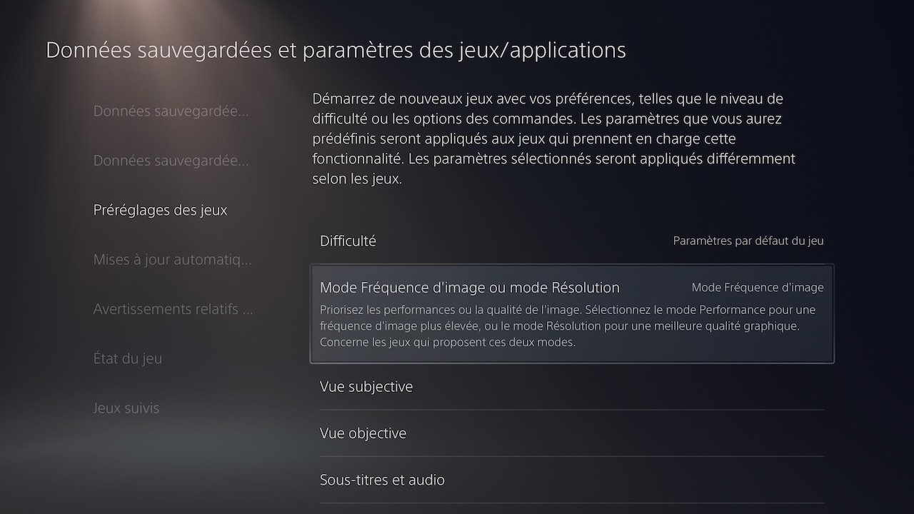 Activez par défaut le mode performances sur votre console PS5