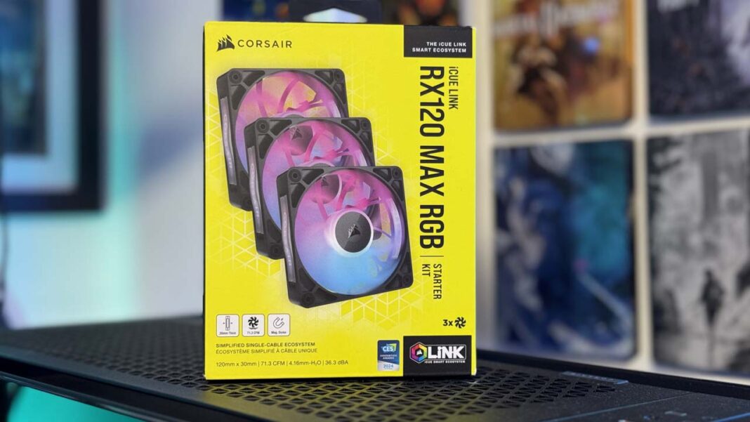 Packaging des ventilateurs PC Corsair RX120 MAX RGB