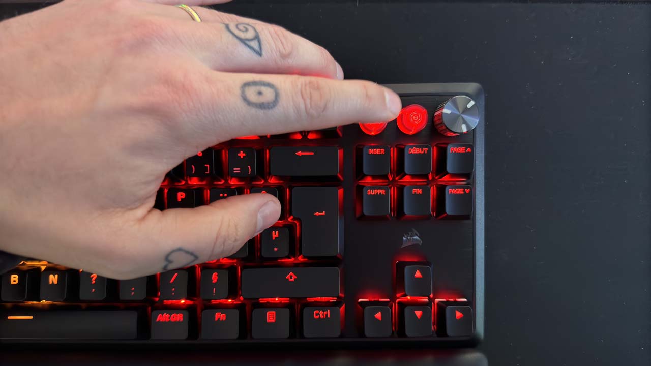 Mode gaming du clavier Corsair K70 Pro TKL