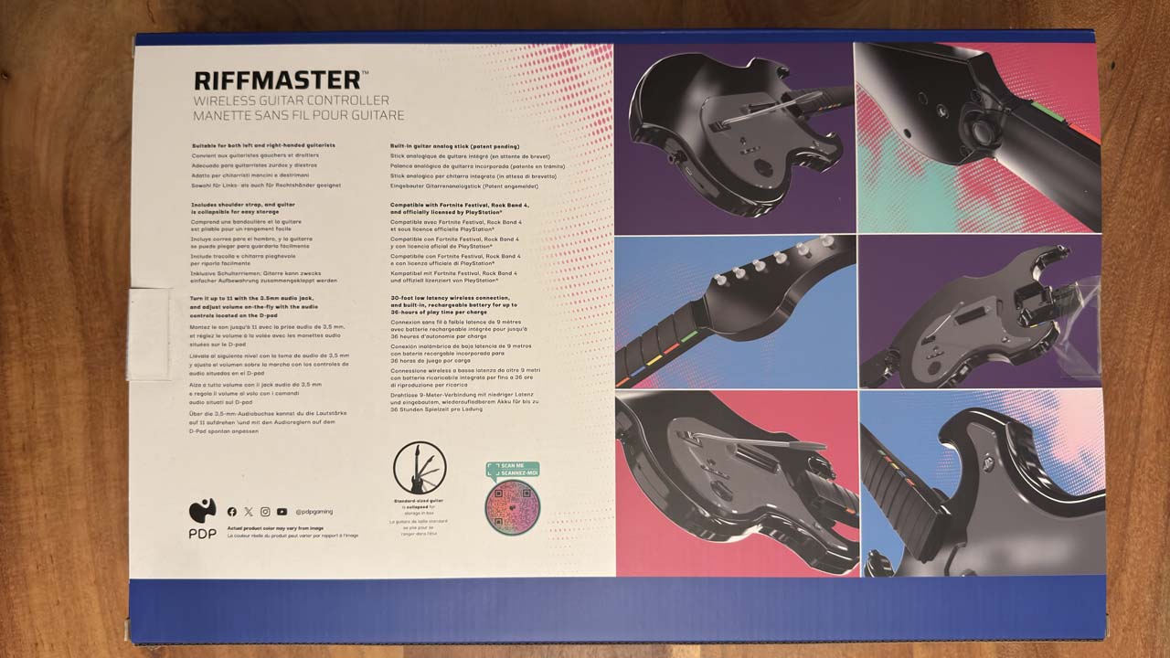 Dos de la Boite commerciale de la guitare PDP Riffmaster