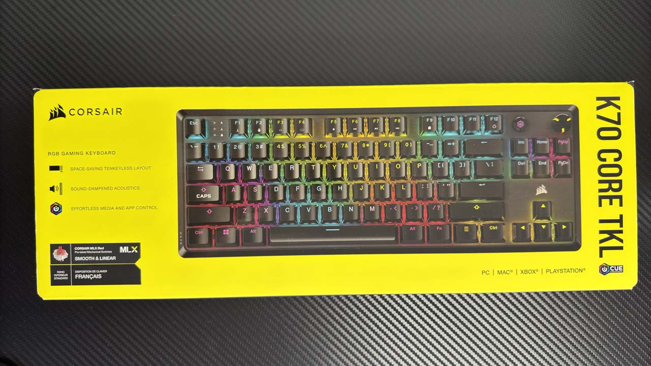 Packaging du Corsair K70 CORE TKL