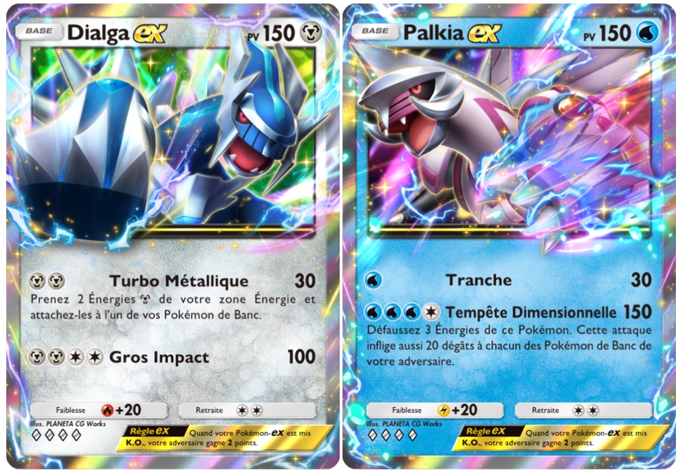 Palkia-Ex et Dialga-Ex de l'extension Choc Spatio-Temporel de Pokémon TCG Pocket