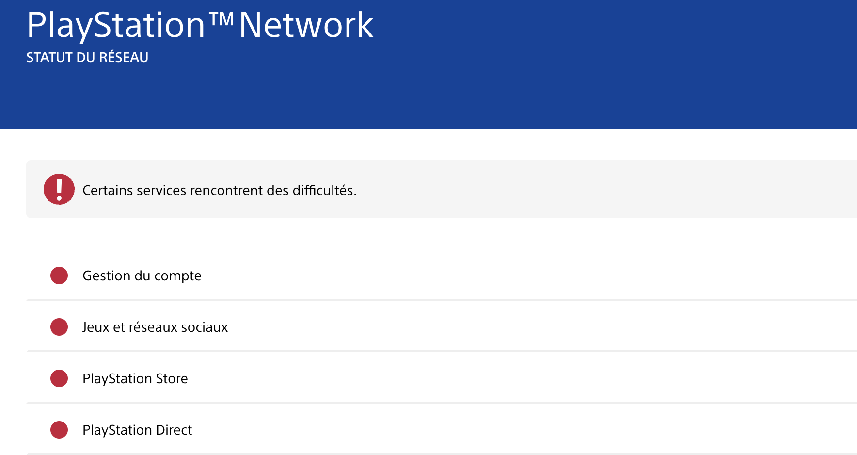 Le PSN en panne depuis des heures ce samedi 8 février 2025.