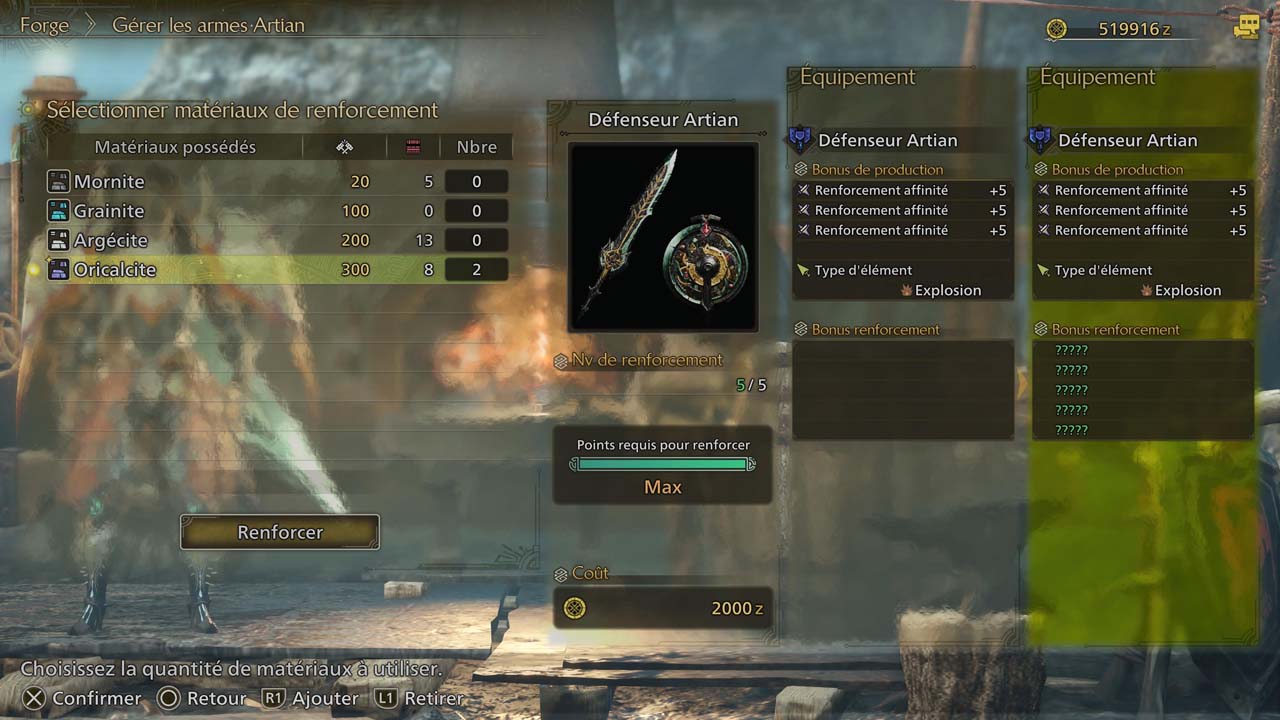 Renforcer une arme Artian est possible dans Monster Hunter Wilds