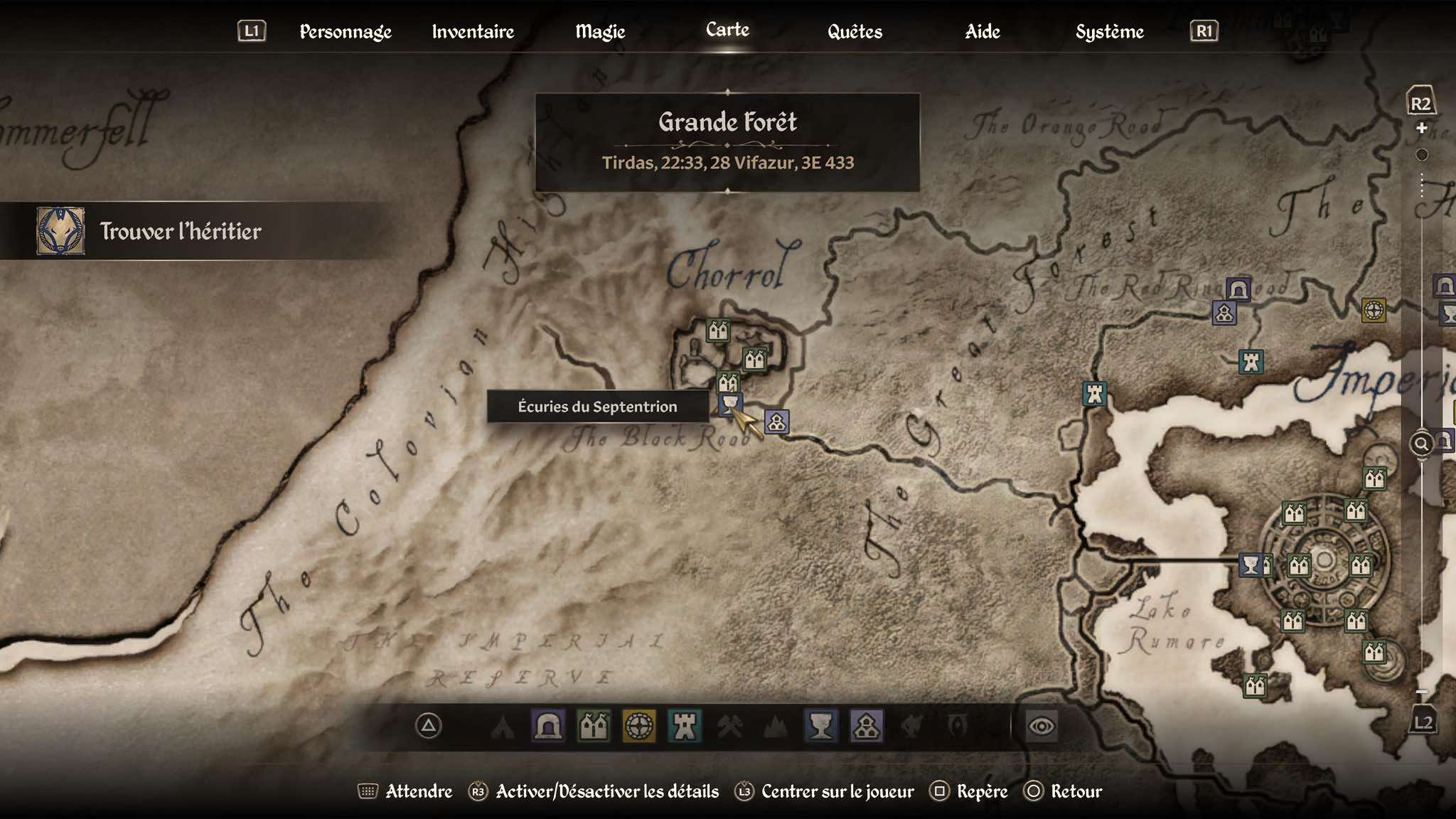 Emplacement des écuries du Septentrion à Chorrol dans Oblivion Remastered